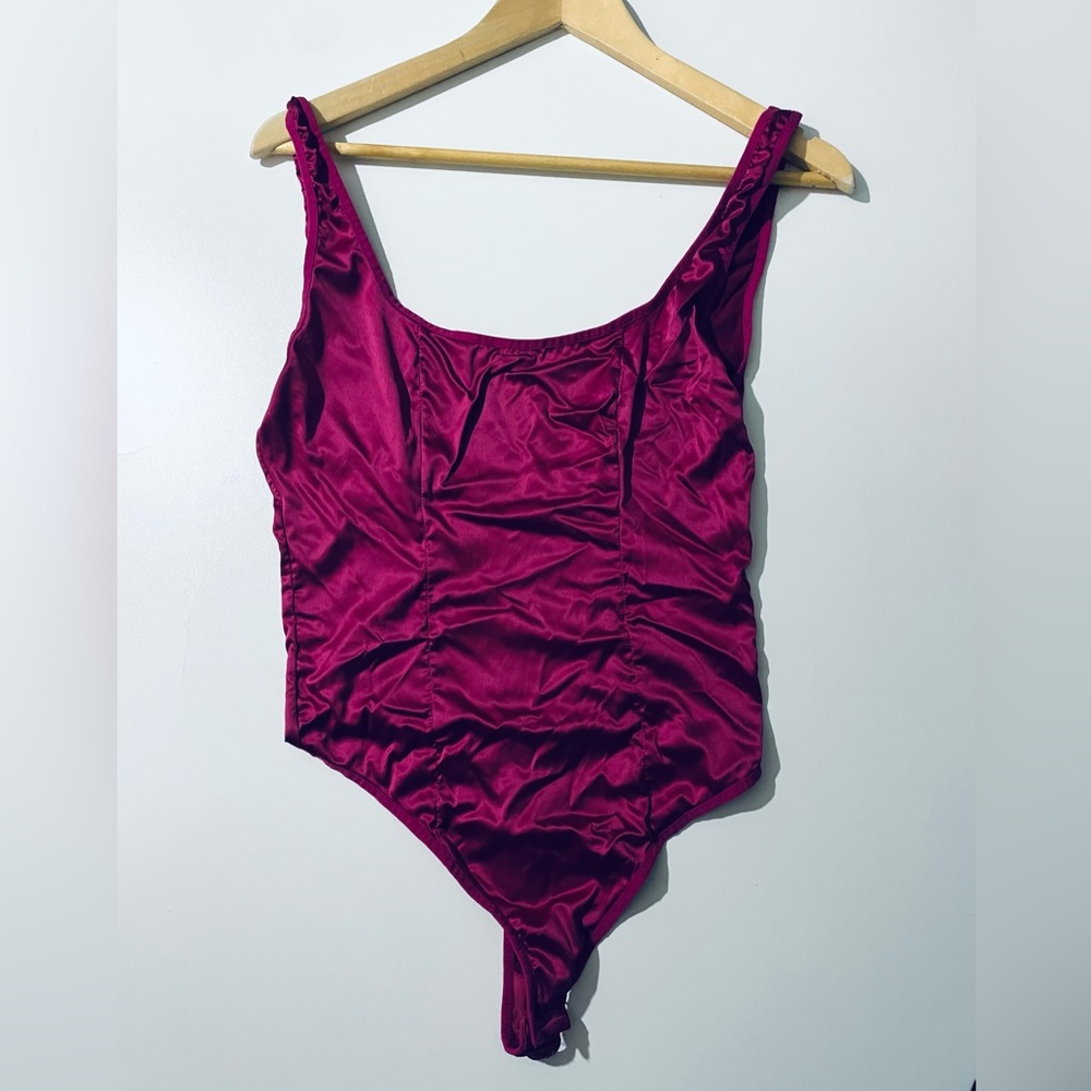 Free People Vibrant Pink Top. bodysuit satin - Picture 7 of 7